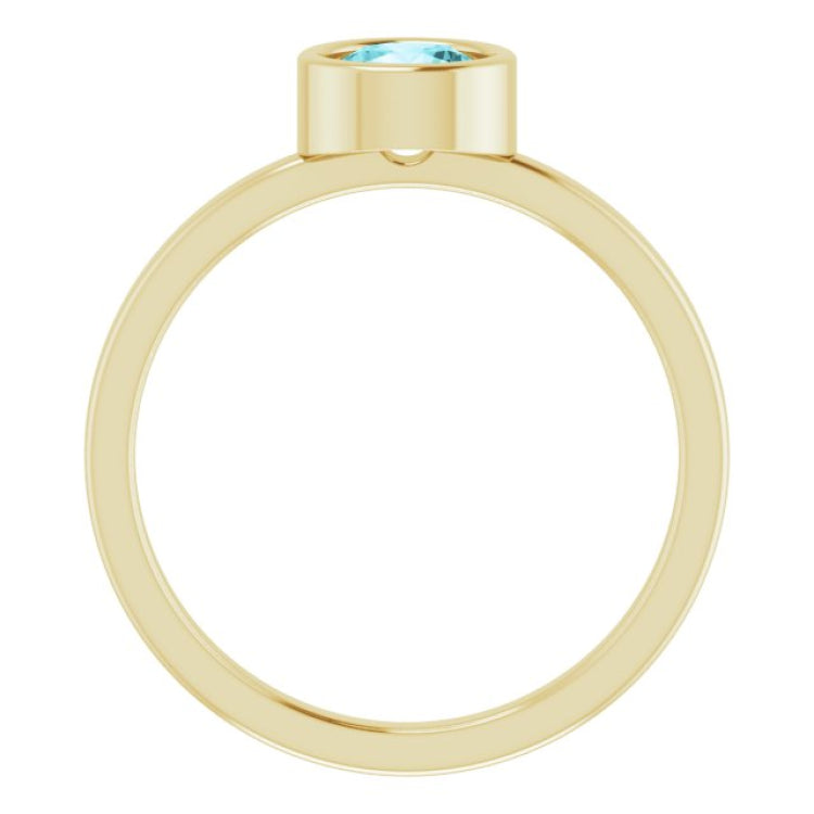 14K Yellow 5.5 mm Natural Blue Zircon Ring