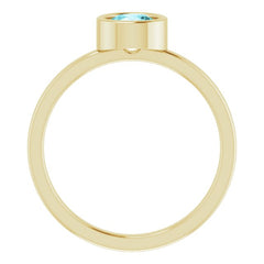 14K Yellow 5.5 mm Natural Blue Zircon Ring