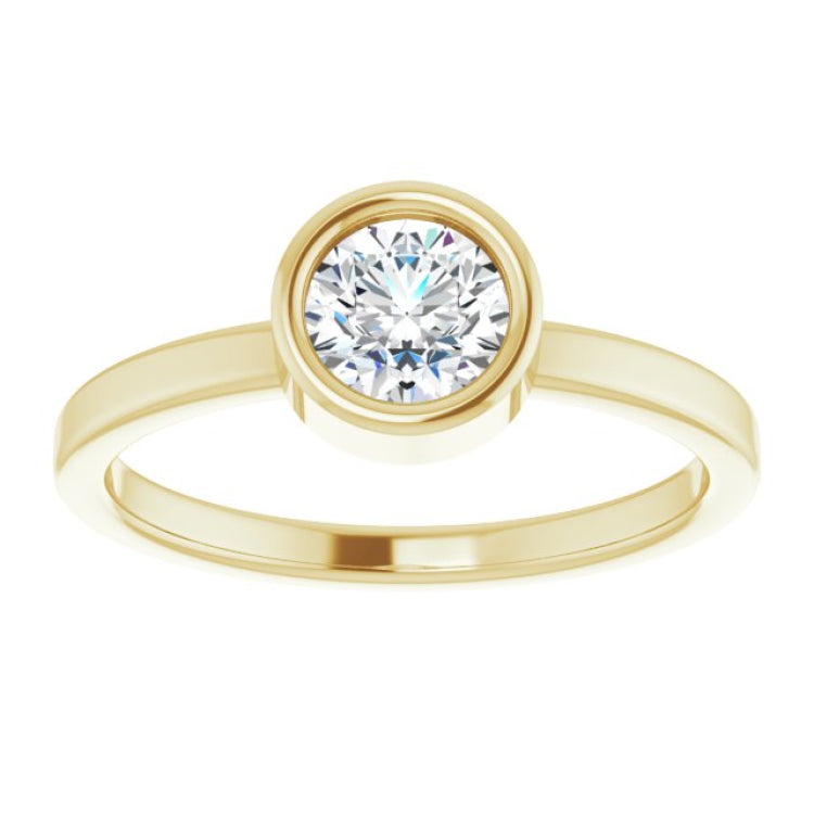 14K Yellow 5.5 mm Natural White Sapphire Ring