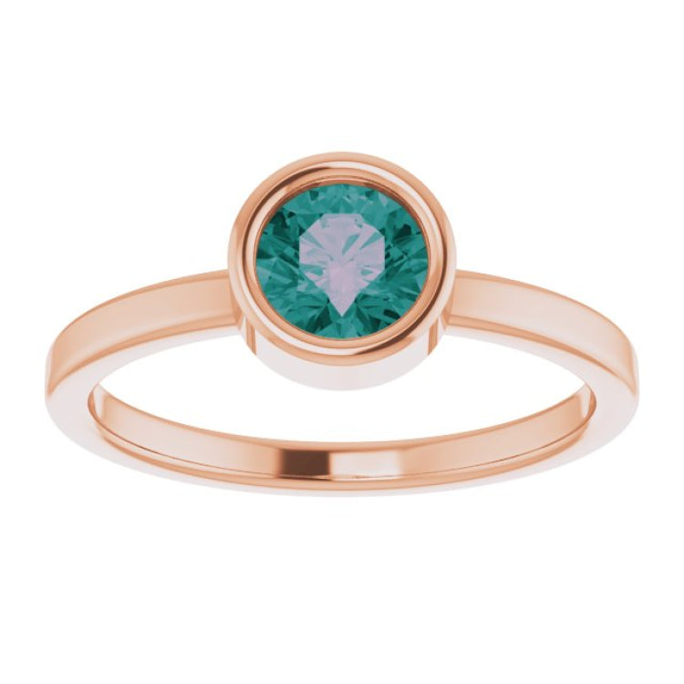 14K Rose 5.5 mm Lab-Grown Alexandrite Ring