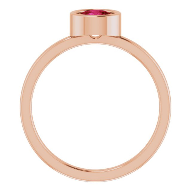 14K Rose 5.5 mm Lab-Grown Ruby Ring