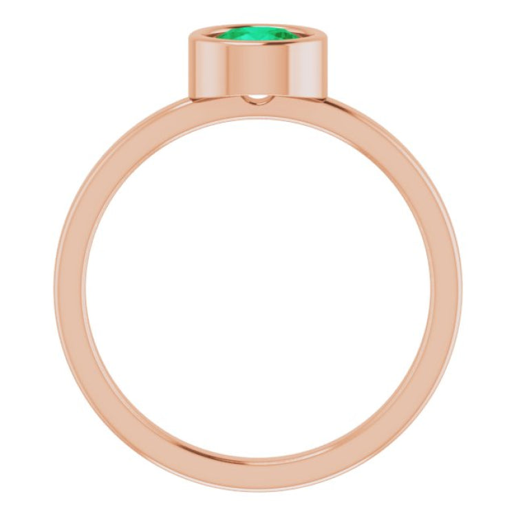14K Rose 5.5 mm Natural Emerald Ring