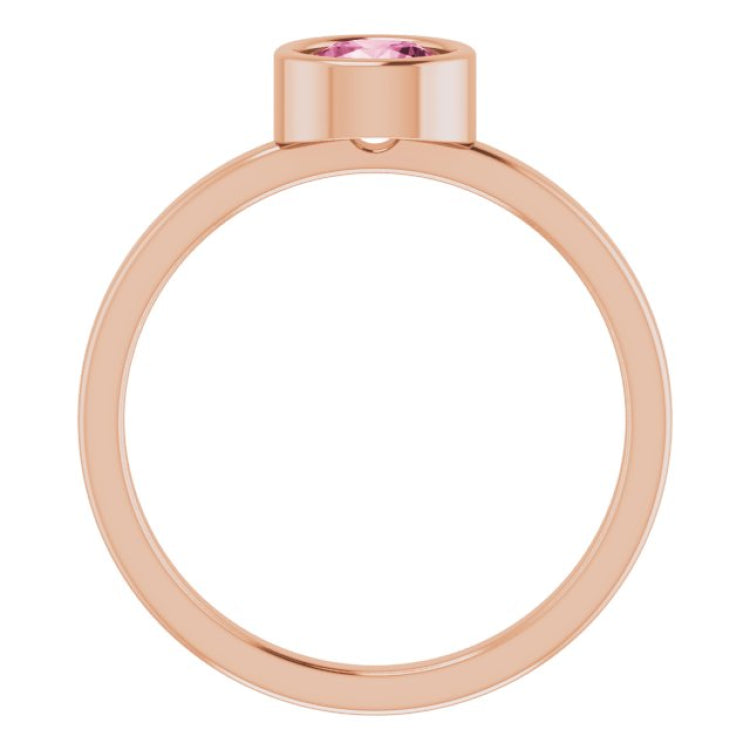 14K Rose 5.5 mm Natural Pink Tourmaline Ring