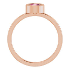 14K Rose 5.5 mm Natural Pink Tourmaline Ring