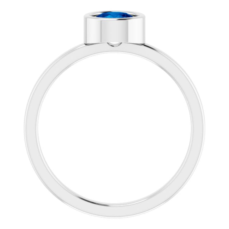 Platinum 5.5 mm Lab-Grown Blue Sapphire Ring