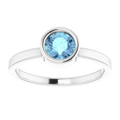 Platinum 5.5 mm Natural Aquamarine Ring