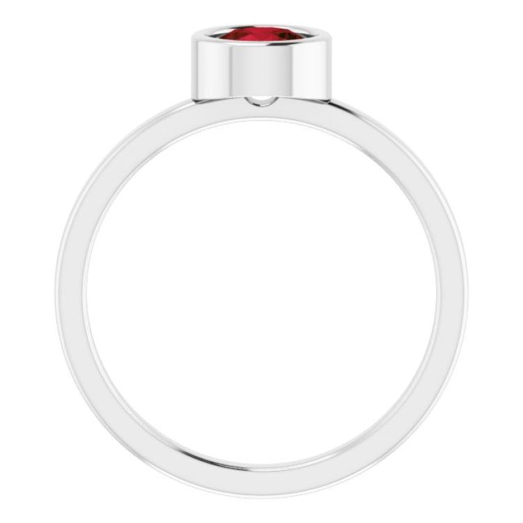 Platinum 5.5 mm Natural Mozambique Garnet Ring