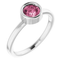 Platinum 5.5 mm Natural Pink Tourmaline Ring