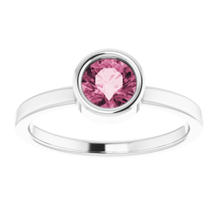 Platinum 5.5 mm Natural Pink Tourmaline Ring