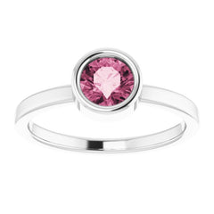 Platinum 5.5 mm Natural Pink Tourmaline Ring