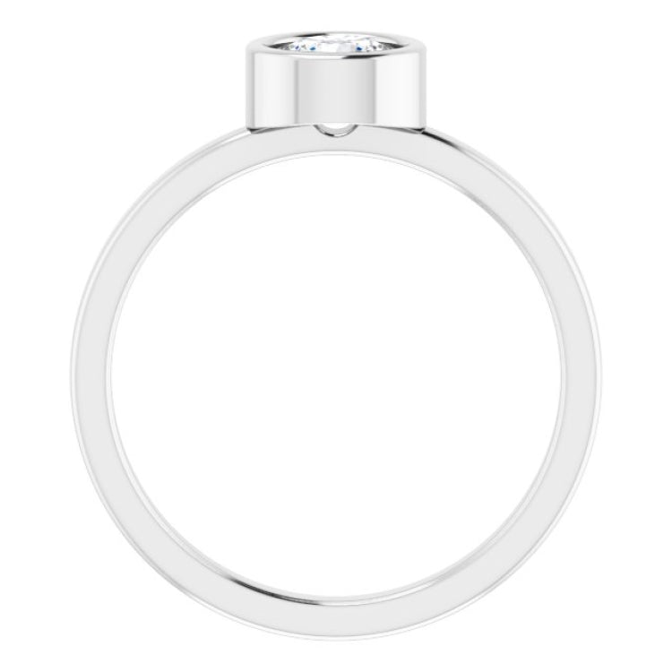 Rhodium-Plated Sterling Silver 5.5 mm Natural White Sapphire Ring