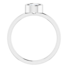 Rhodium-Plated Sterling Silver 5.5 mm Natural White Sapphire Ring