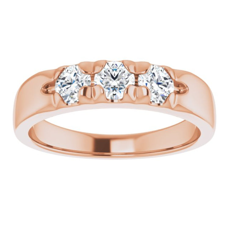 14K Rose 3/4 CTW Natural Diamond Anniversary Band