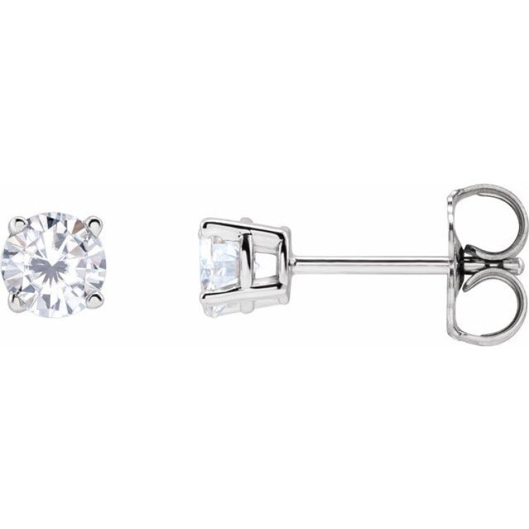 14K White Gold 4 mm Stuller Lab-Grown Moissanite Earrings