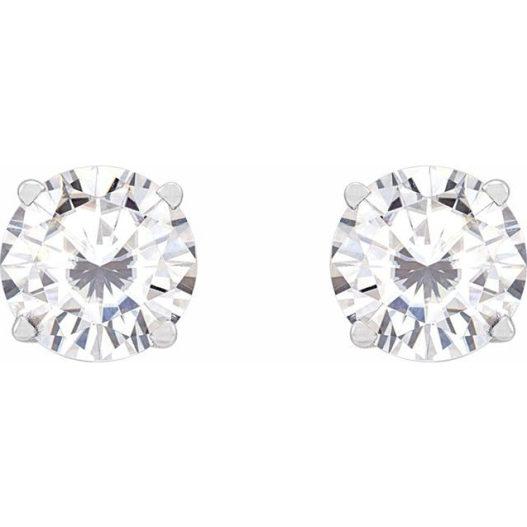 Sterling Silver 6.5 mm Stuller Lab-Grown Moissanite Stud Earrings