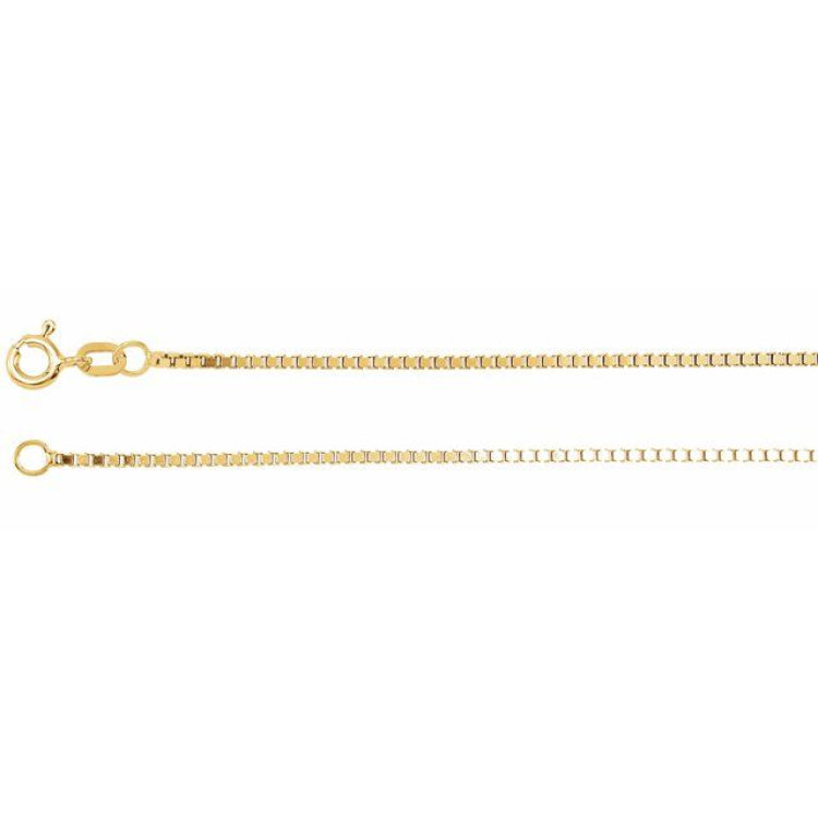 14K Yellow 1.3 mm Diamond-Cut Box 7" Chain