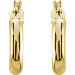 14K Yellow 15 mm Tube Hoop Earrings
