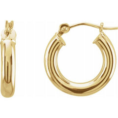 14K Yellow 15 mm Tube Hoop Earrings