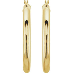 14K Yellow 30 mm Tube Hoop Earrings