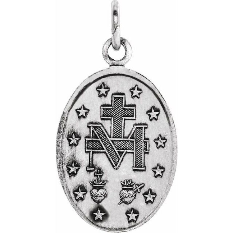 Sterling Silver 28.5x17.5 mm Oval Miraculous Medal Only