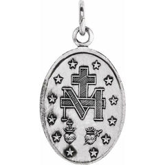Sterling Silver 28.5x17.5 mm Oval Miraculous Medal Only