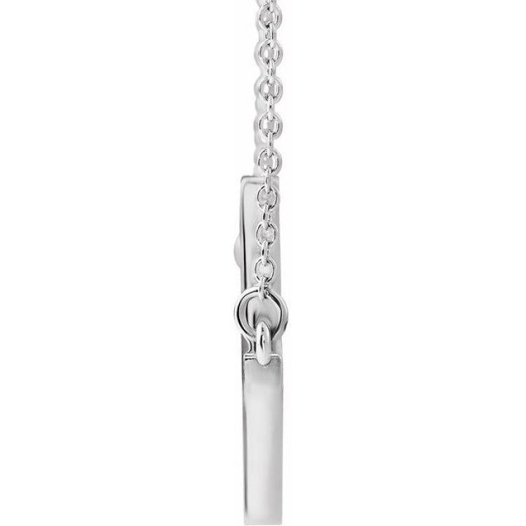 14K White 28x16.2 mm Sideways Cross 16-18" Necklace
