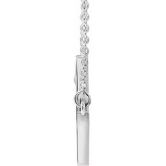 14K White 28x16.2 mm Sideways Cross 16-18" Necklace