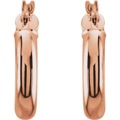 14K Rose 15 mm Tube Hoop Earrings