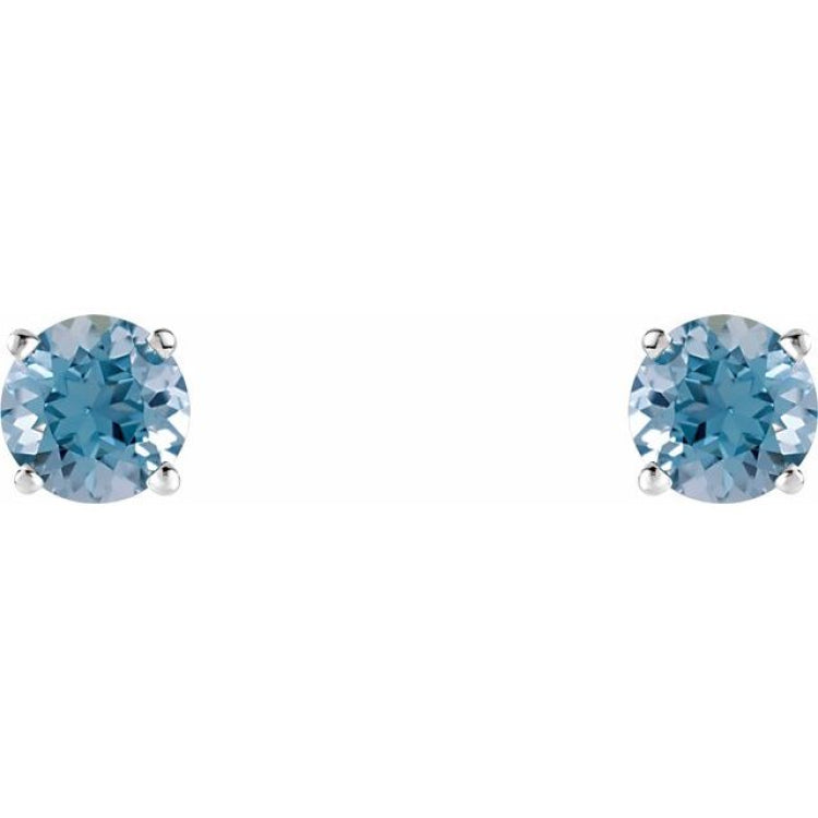 14K White Gold 5 mm Natural Aquamarine Earrings