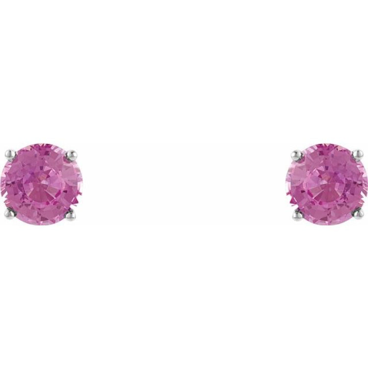 14K White Gold 5 mm Natural Pink Sapphire Earrings