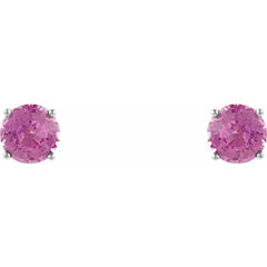 14K White Gold 5 mm Natural Pink Sapphire Earrings