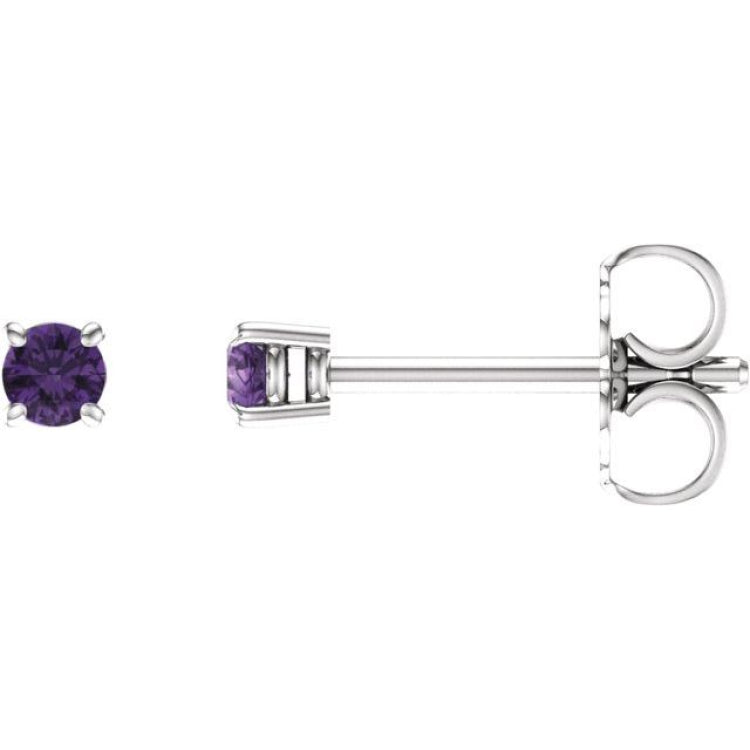 14K White Gold 2.5 mm Natural Amethyst Earrings