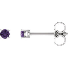 14K White Gold 2.5 mm Natural Amethyst Earrings