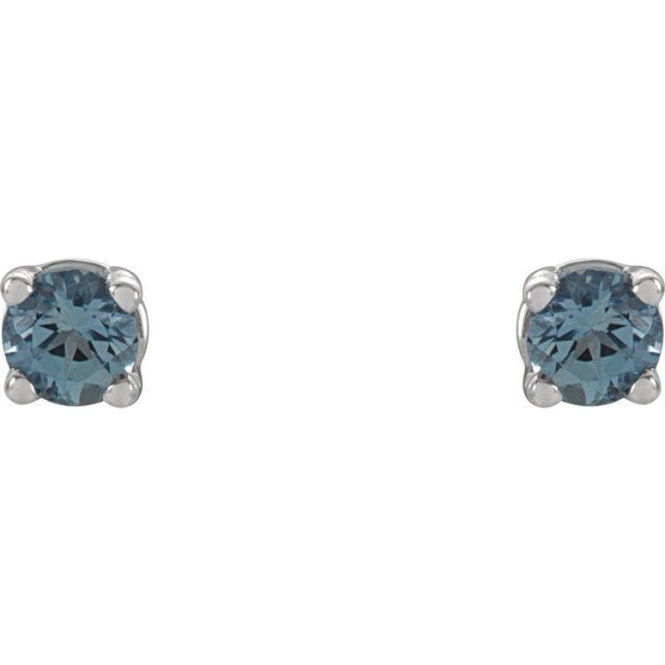 14K White Gold 2.5 mm Natural Aquamarine Earrings