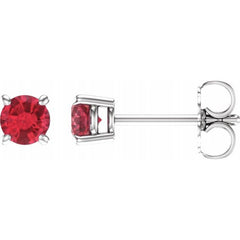 14K White Gold 4 mm Natural Ruby Earrings