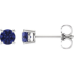 14K White Gold 4 mm Natural Tanzanite Earrings