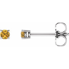 14K White Gold 2.5 mm Natural Yellow Sapphire Earrings