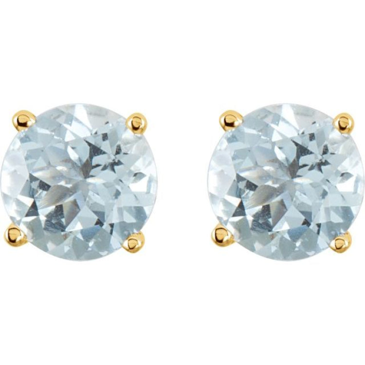 14K Yellow Gold 2.5 mm Natural Aquamarine Earrings