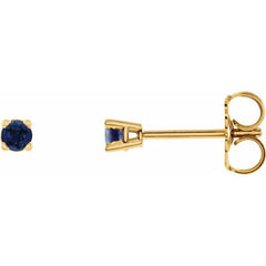 14K Yellow Gold 2.5 mm Natural Blue Sapphire Earrings