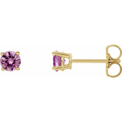 14K Yellow Gold 2.5 mm Natural Pink Sapphire Earrings