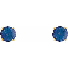 14K Yellow Gold 5 mm Natural Tanzanite Earrings