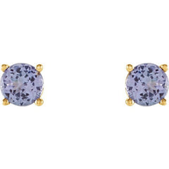 14K Yellow Gold 4 mm Natural Tanzanite Earrings