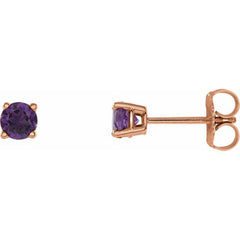 14K Rose Gold 4 mm Natural Amethyst Earrings