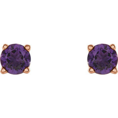 14K Rose Gold 4 mm Natural Amethyst Earrings