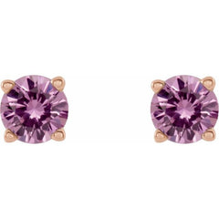 14K Rose Gold 4 mm Natural Pink Sapphire Earrings