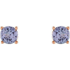 14K Rose Gold 4 mm Natural Tanzanite Earrings