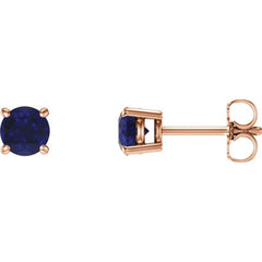 14K Rose Gold 5 mm Natural Blue Sapphire Earrings