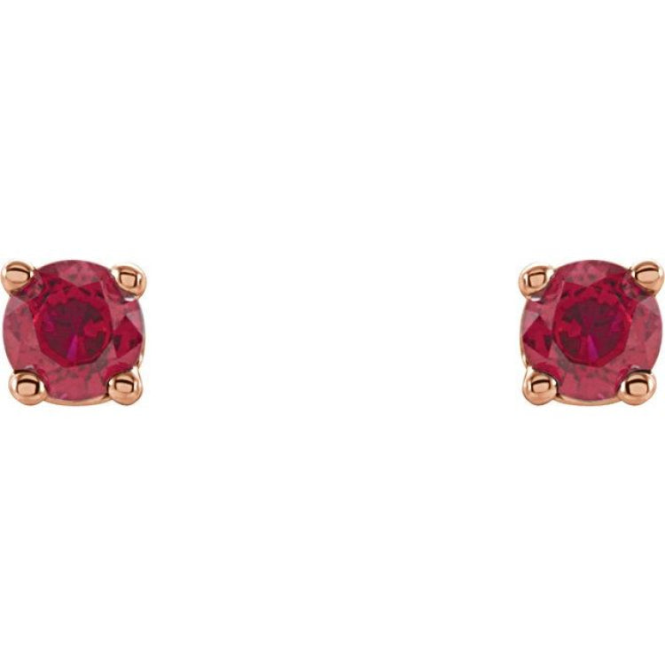 14K Rose Gold 2.5 mm Natural Ruby Earrings