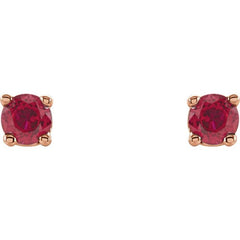 14K Rose Gold 2.5 mm Natural Ruby Earrings
