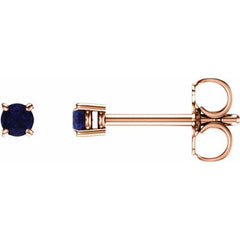 14K Rose Gold 2.5 mm Natural Blue Sapphire Earrings
